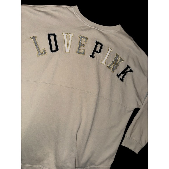 Victorias Secret PINK Campus Crewneck Sweatshirt XL‎ Embroidered Spell Out - Picture 1 of 8